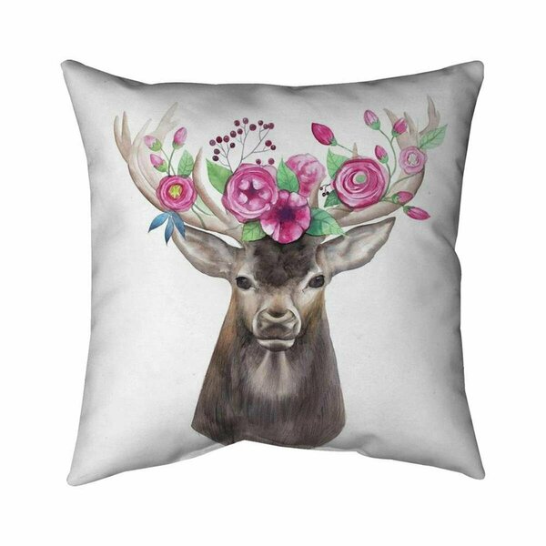 Fondo 26 x 26 in. Deer Head with Flowers-Double Sided Print Indoor Pillow FO3336352
